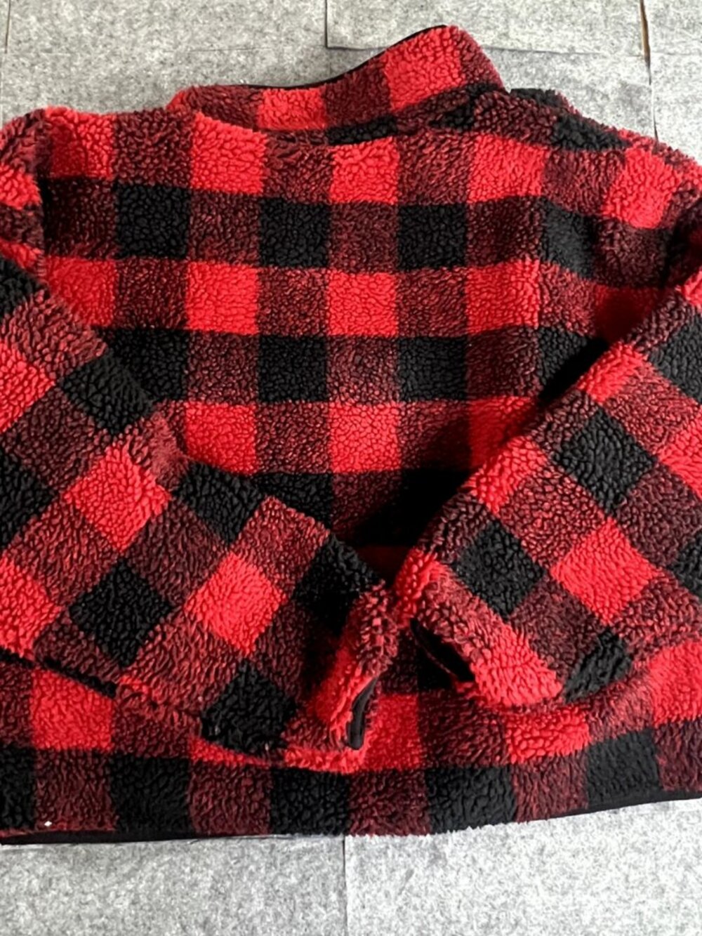 Fabletics Plaid Fleece Jacket Red Black XL - Picture 2 of 5